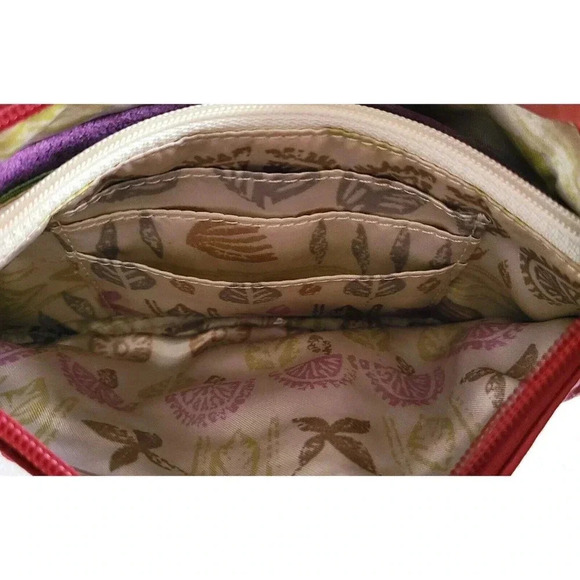 Leather SIGRID OLSEN RED Crossbody ORGANIZER Shoulder Bag Purse - Picture 6 of 8